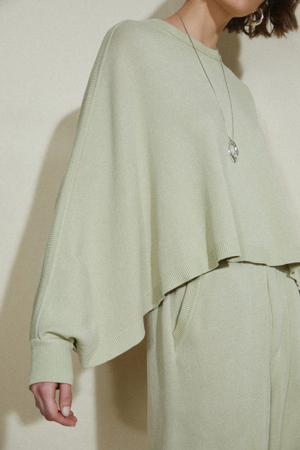 Coven - Blusa Manga Longa Moleton de Tricot Verde Sálvia