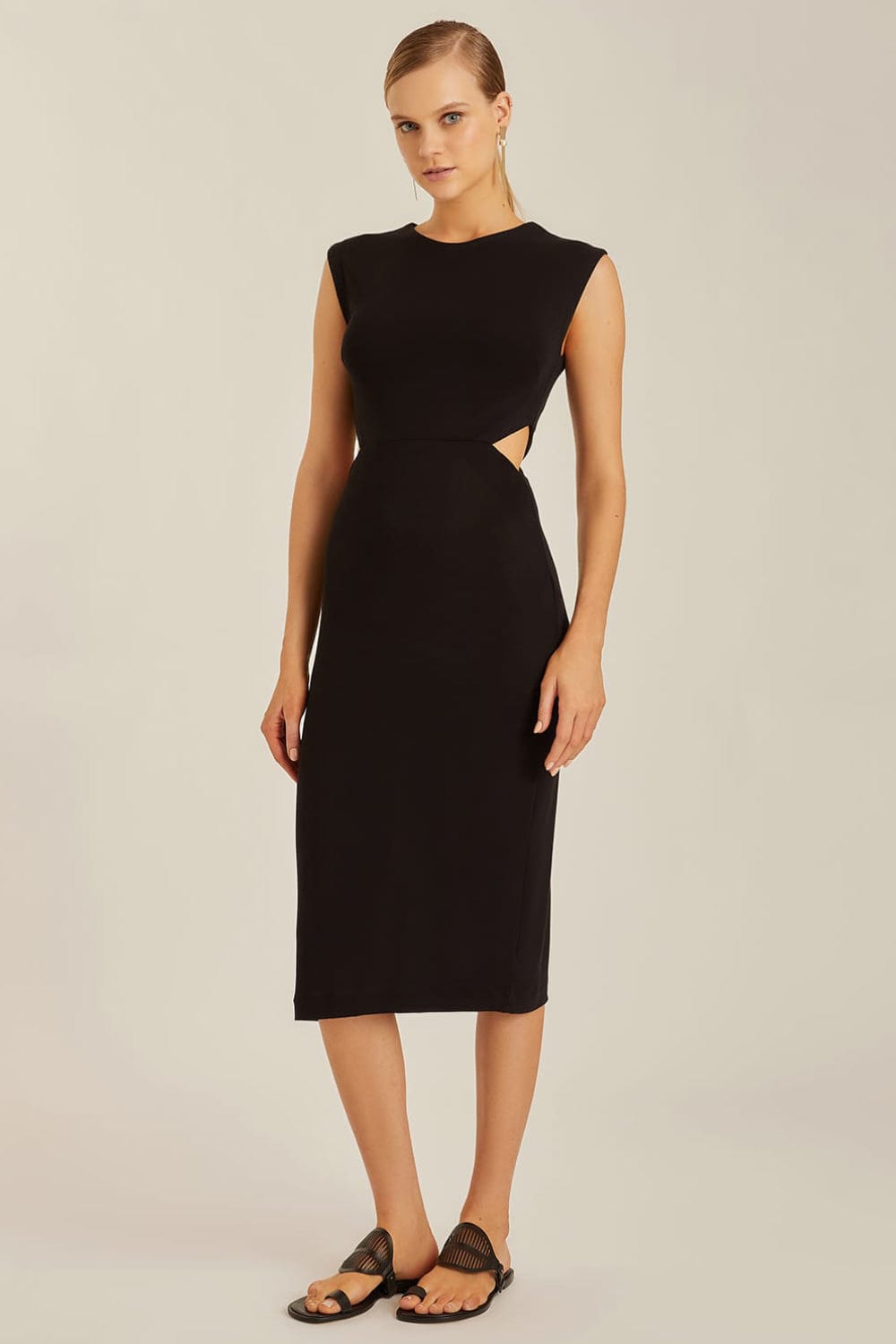 Lenny Niemeyer - Vestido Midi Cintura Vazada Preto