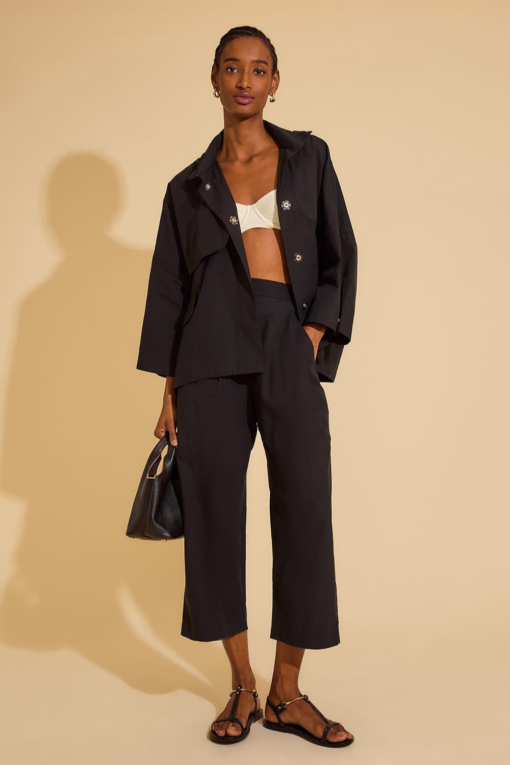 Lenny Niemeyer - Casaco Trench Algodão Preto