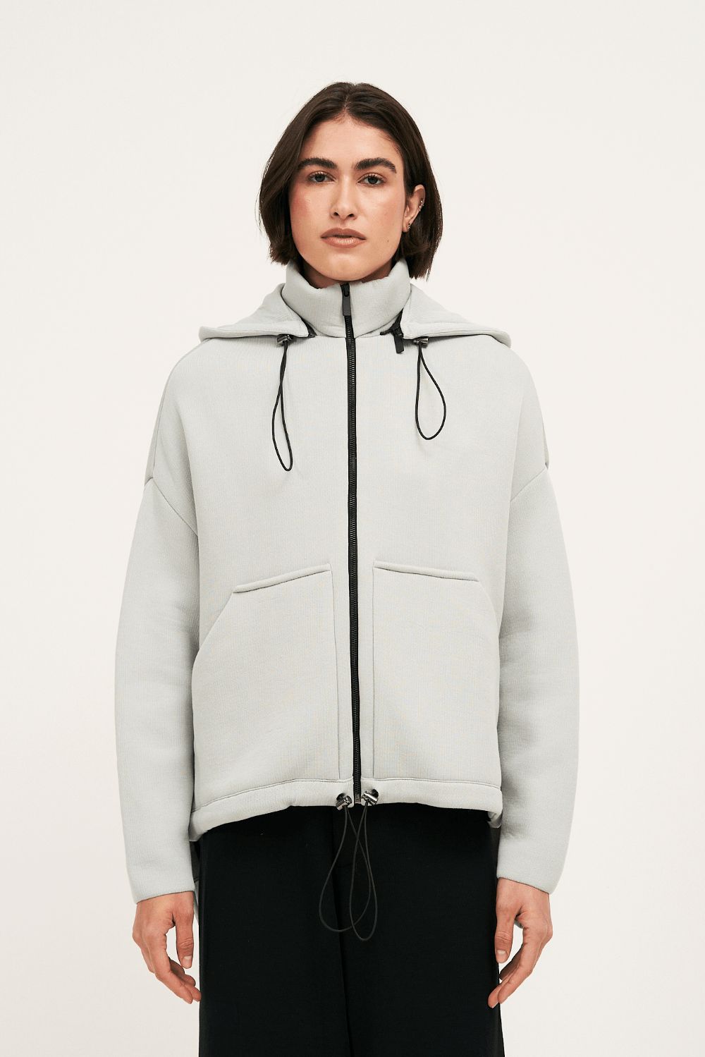 Coven - Casaco Tricot Neoprene Ilita Cinza