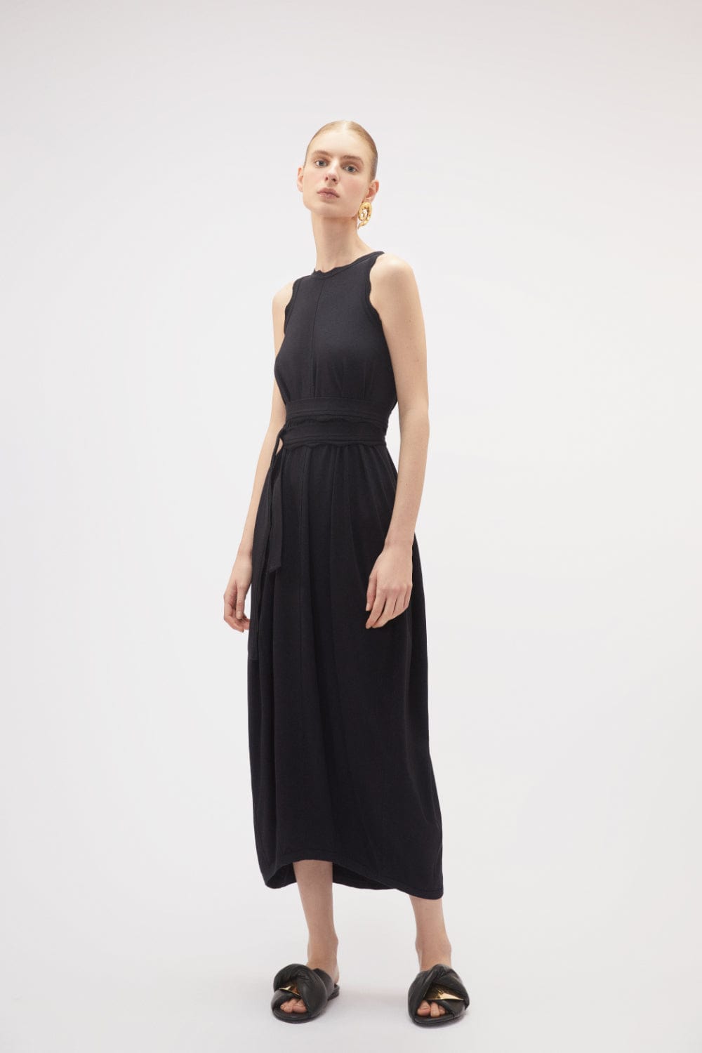 Coven - Vestido Midi Malha Stretto Preto