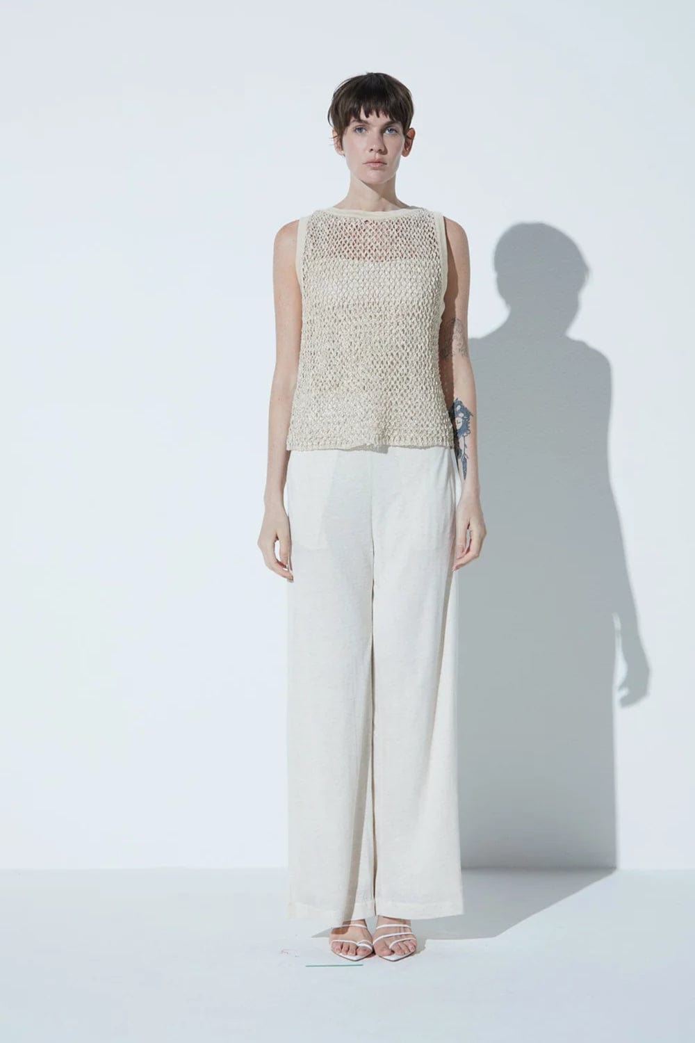 Viviane Furrier - Blusa sem Manga em Tricot Telado Ninive