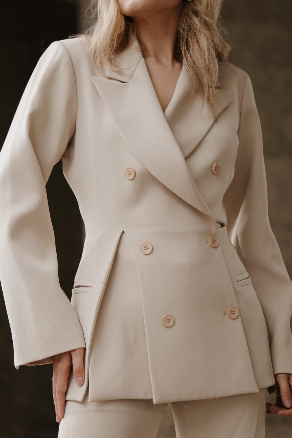 Glória Coelho - Blazer crepe Assimétrico Bege