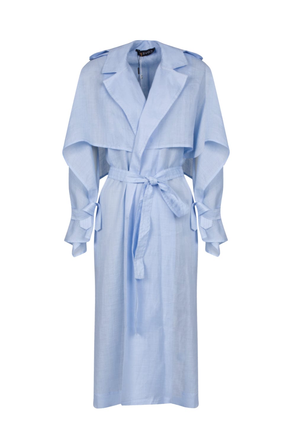 Coven - Casaco Midi Manga Sobreposta em Rami Azul Claro