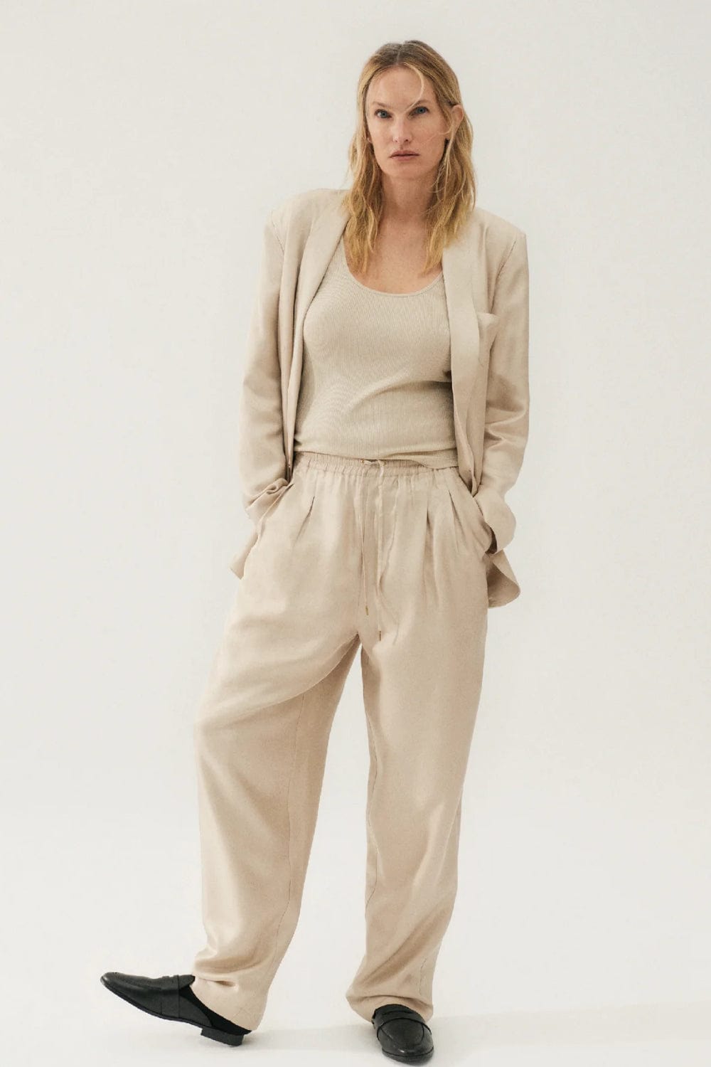 Silk Laundry - Calça Twill Slouch Bege