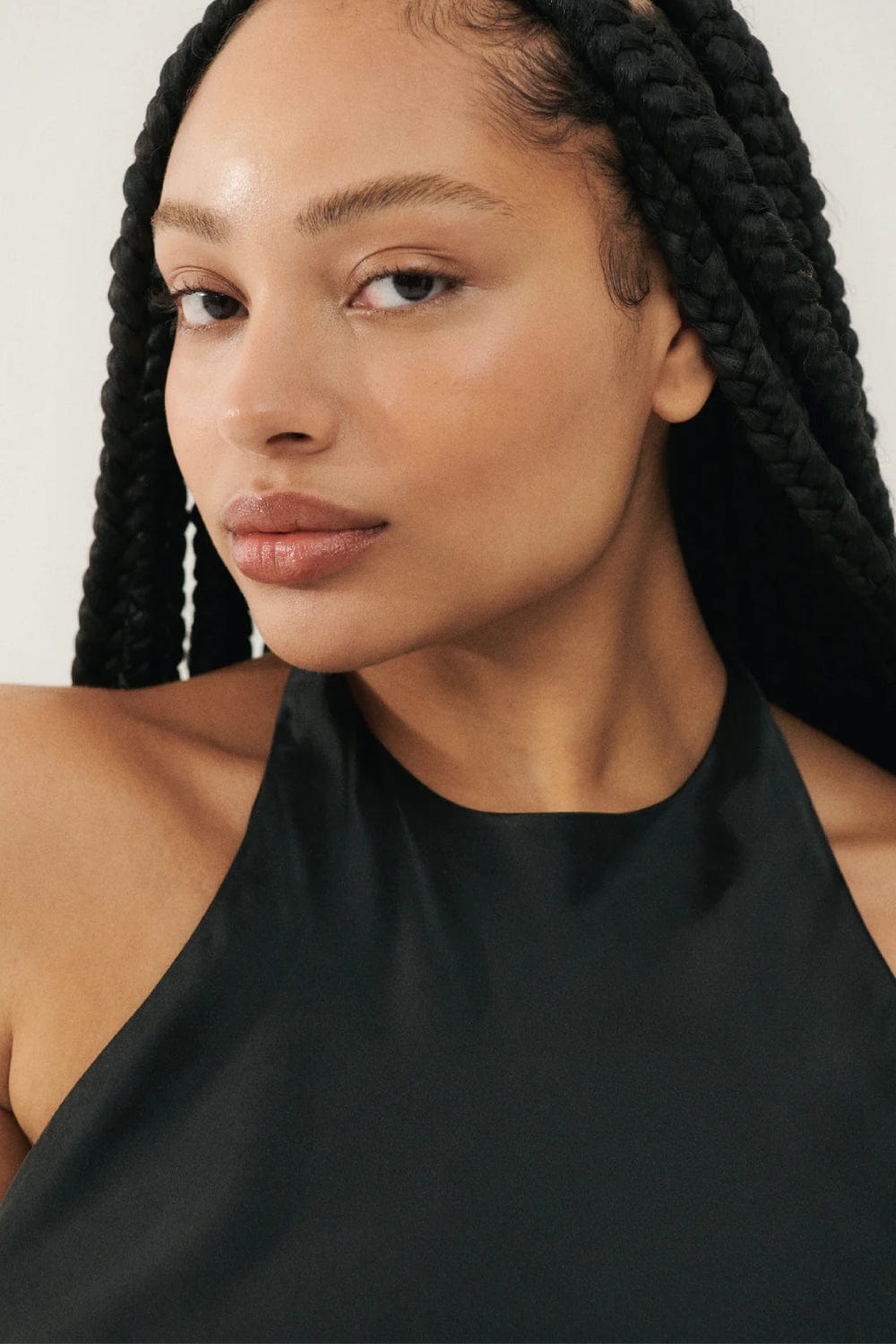 Silk Laundry - Vestido Midi Seda Frente Única Preto