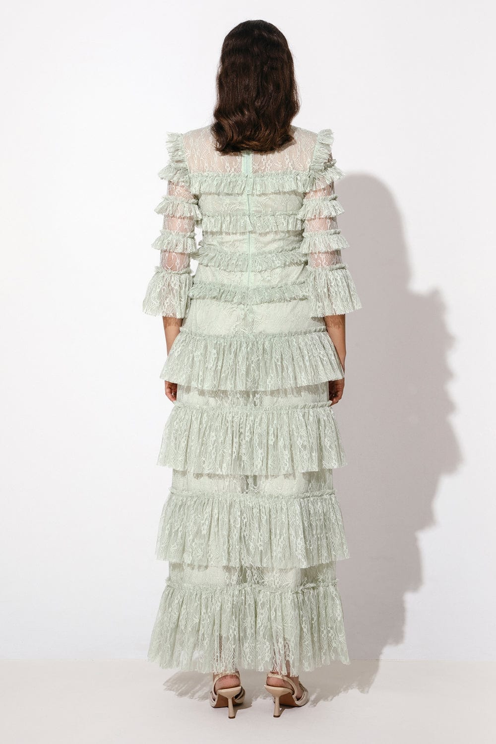 By Malina - Vestido Longo Renda Carmine Verde Claro