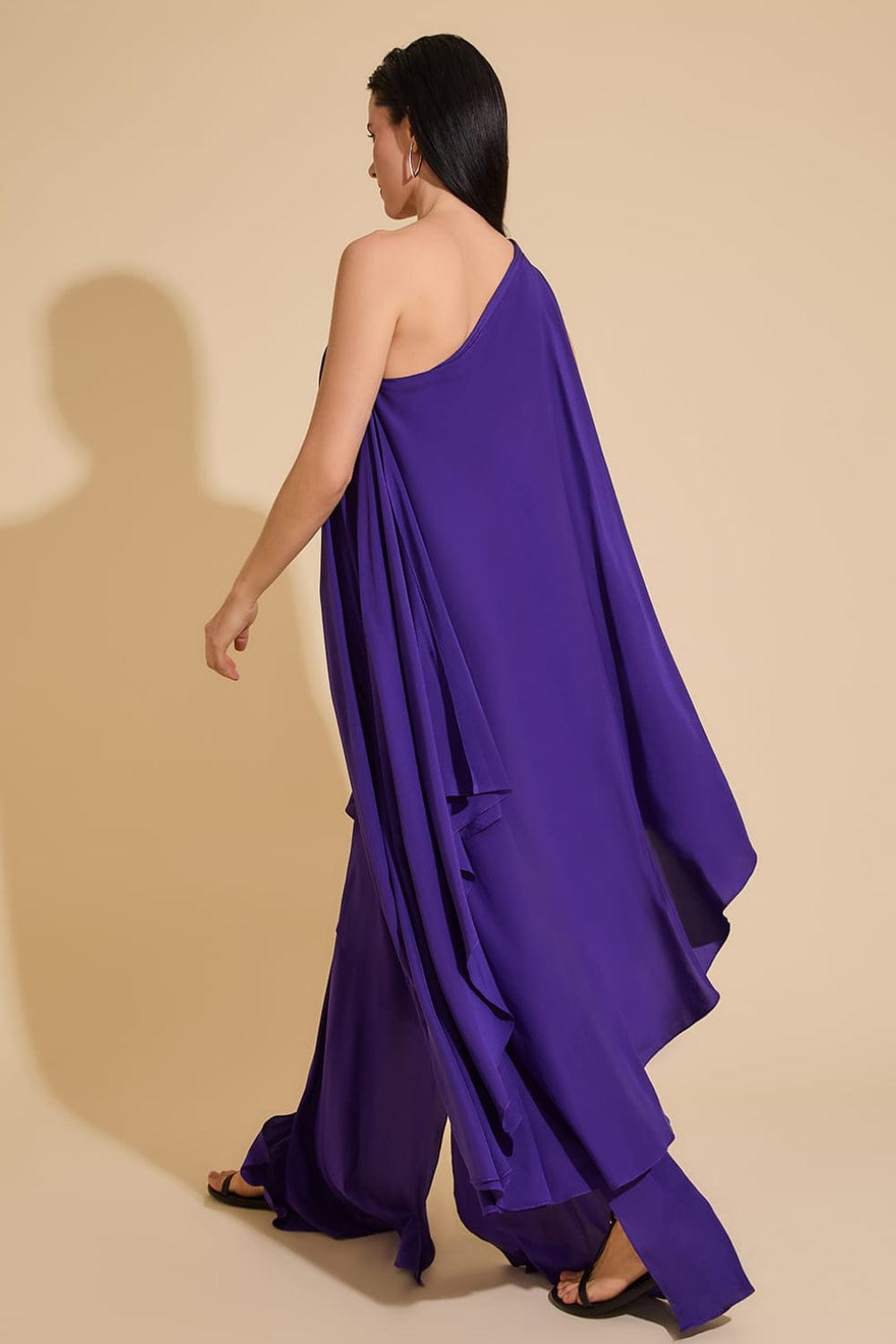 Lenny Niemeyer - Vestido Longo um Ombro Seda Jabuticaba Roxo