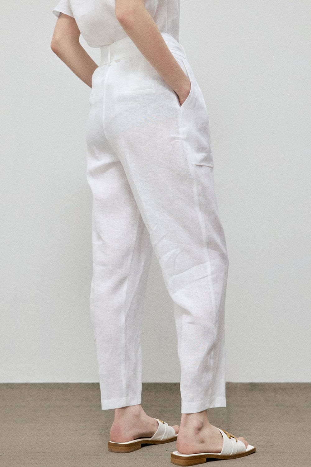 Access - Calça Clochard Linho com Faixa Branco