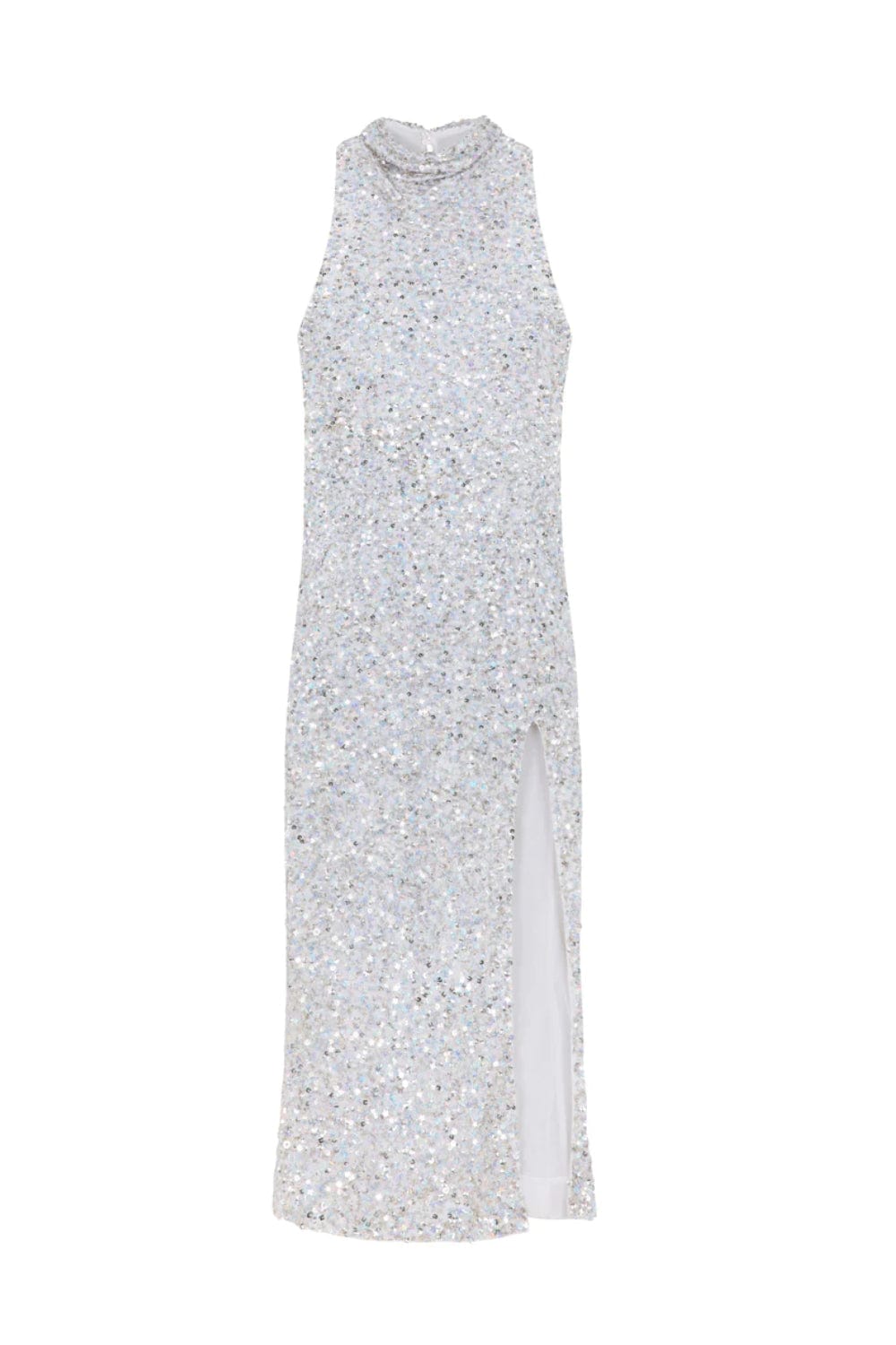 Ilta - Vestido Midi sem Manga Fenda Sorene Prata