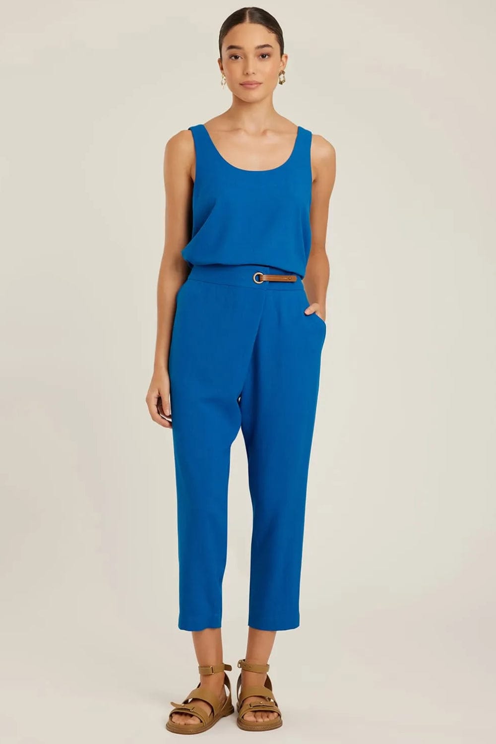 Lenny Niemeyer - Calça Detalhe Transpassado Viscolinho Safira Azul