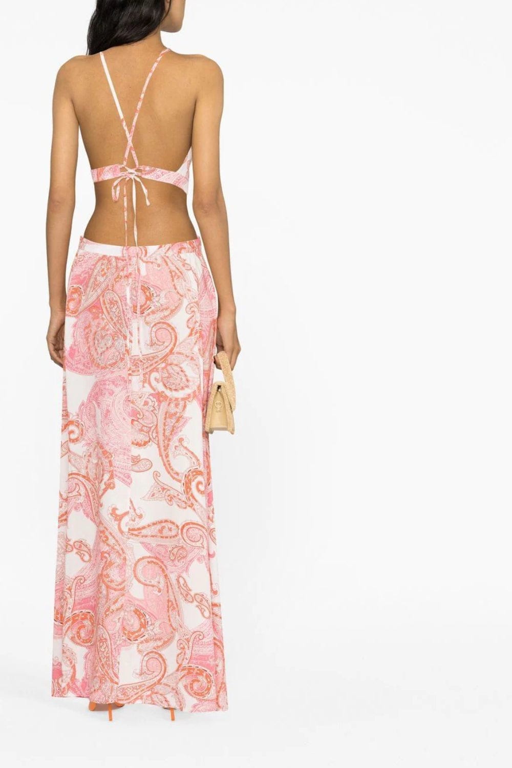 Melissa Odabash - Vestido Longo Duchess Laranja e Rosa Paisley Arabella