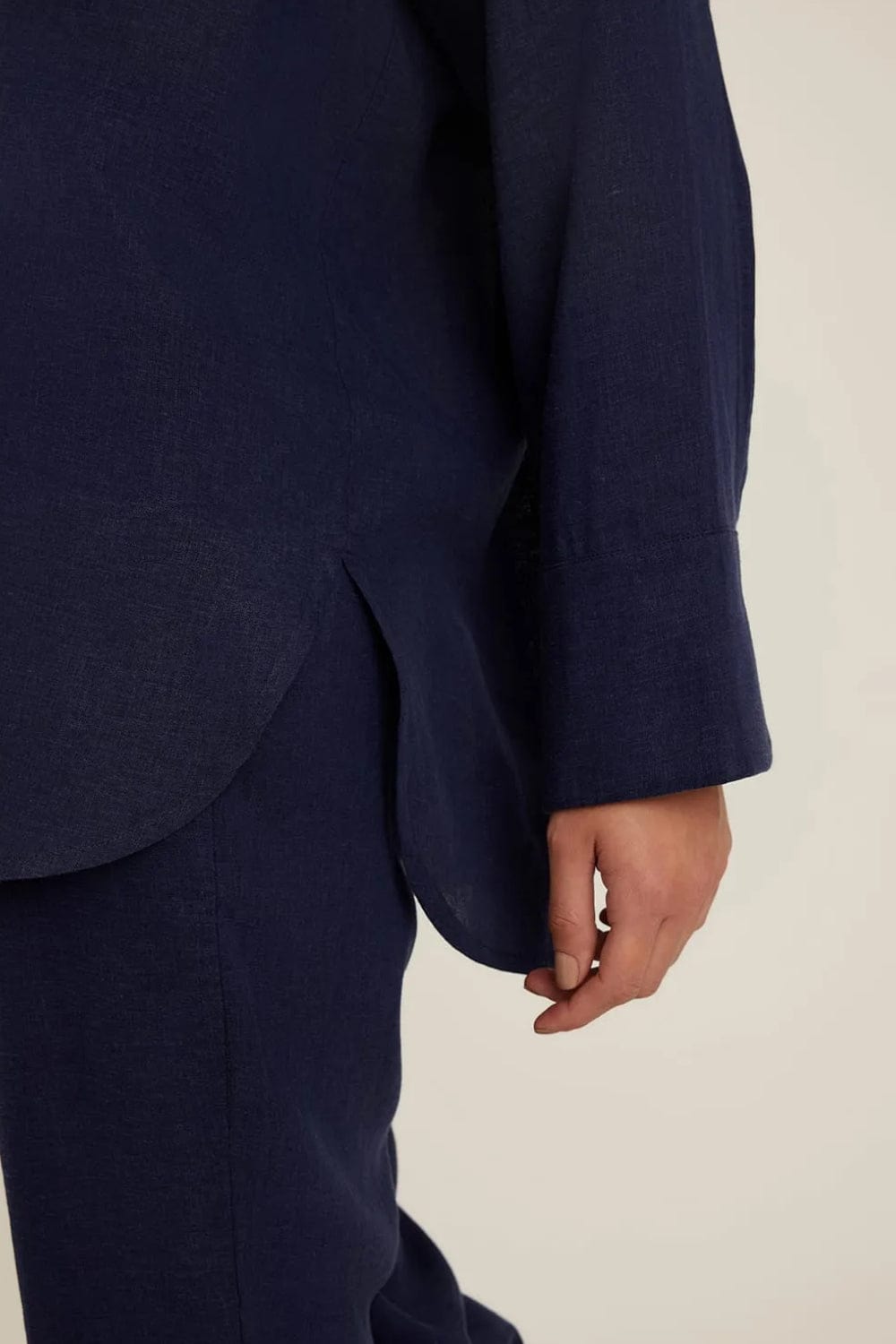 Lenny Niemeyer - Camisa Manga Longa Viscolinho Confort Azul Marinho Mare