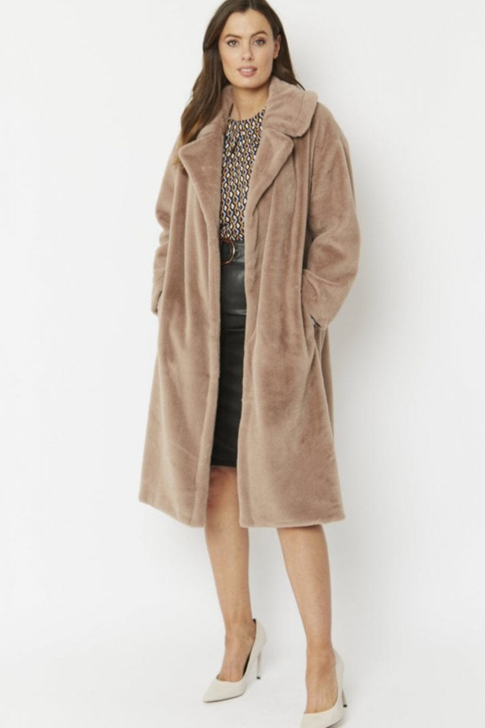 Jayley - Sobretudo Pêlo Sintético 7/8 Fendi