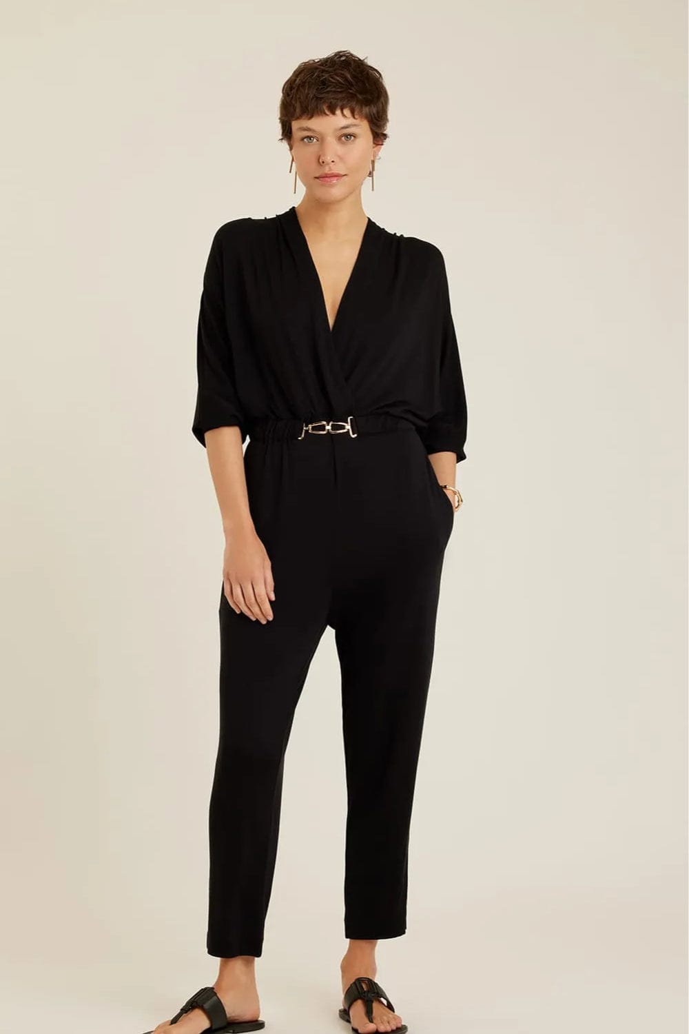 Lenny Niemeyer - Macacão Cinto Fivela Preto