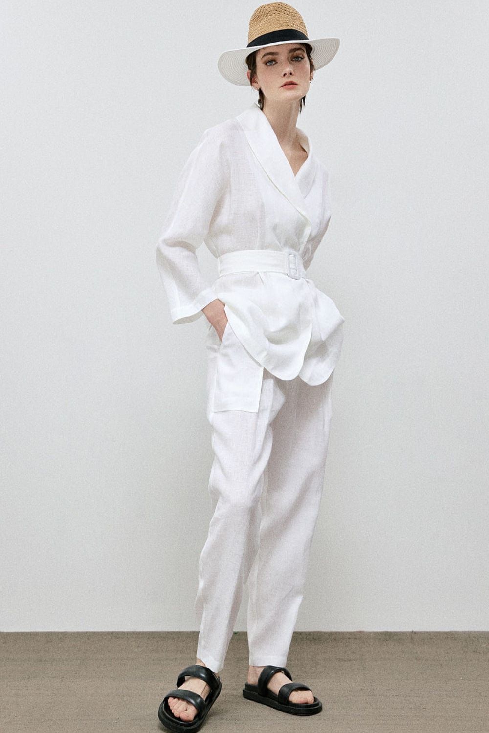 Access - Calça Clochard Linho com Faixa Branco