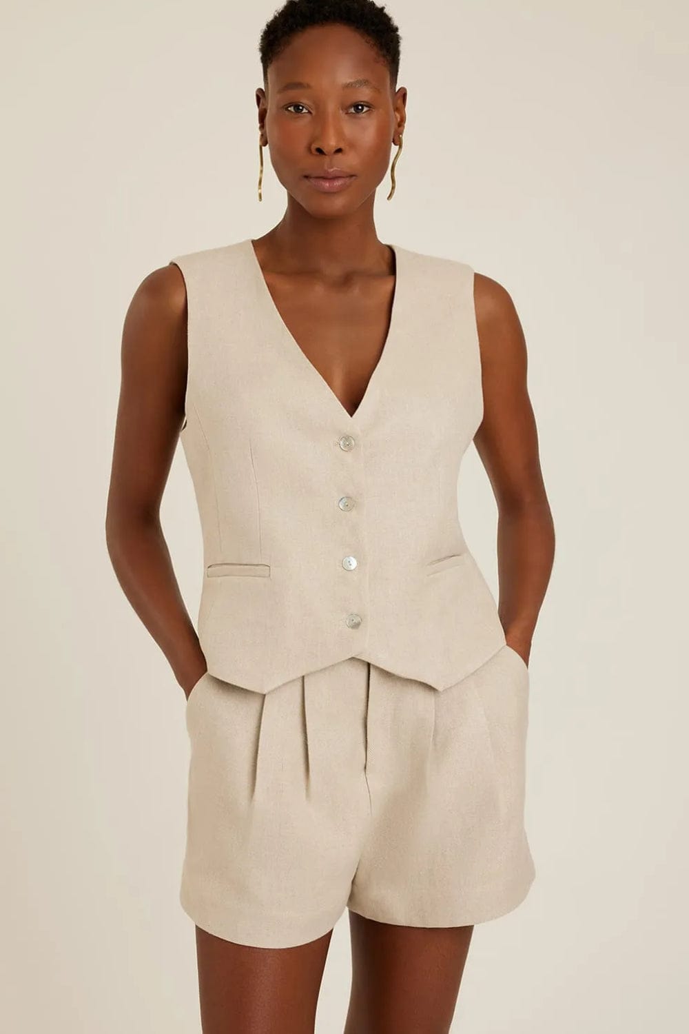 Lenny Niemeyer - Short Linho Alfaiataria Natural