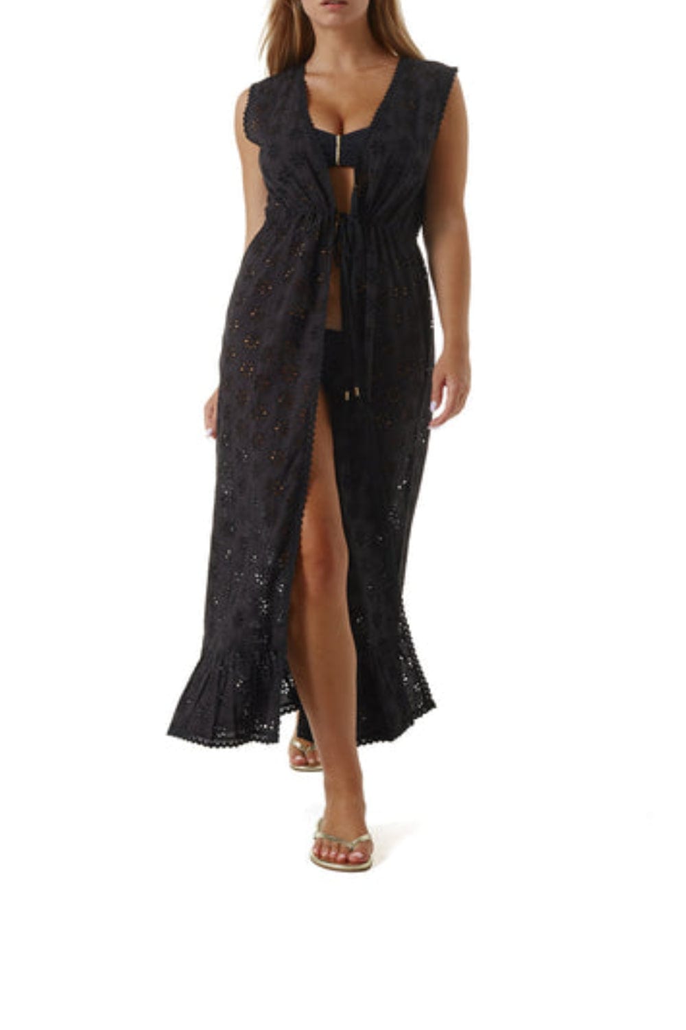 Melissa Odabash - Cardigan Longo Laise Tessa Preto