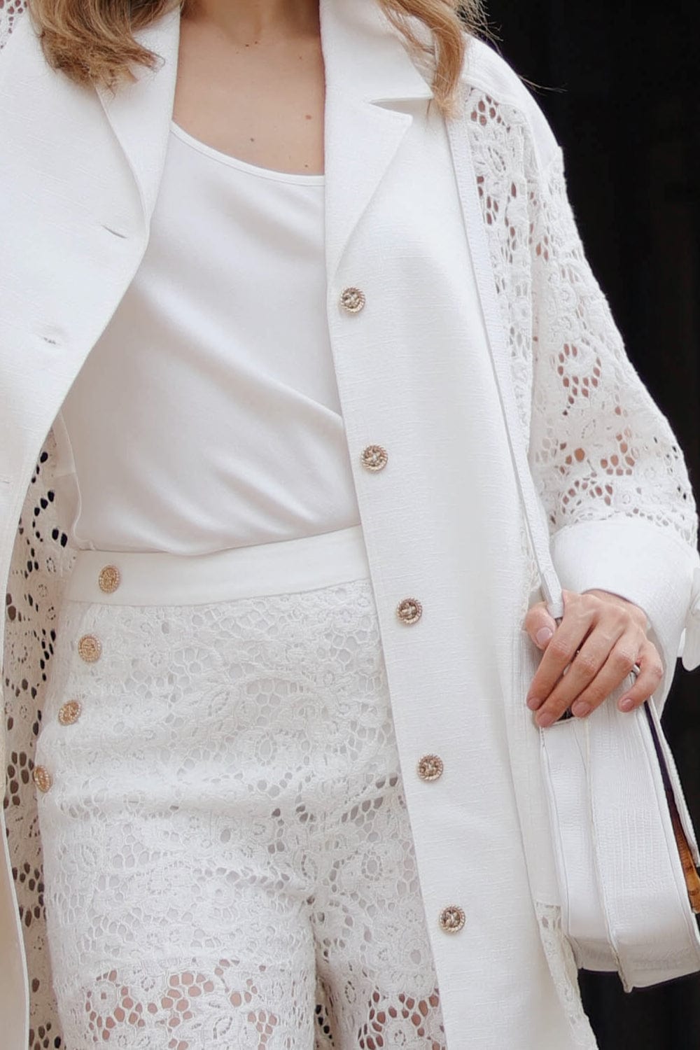 Edward Achour Paris - Sobretudo Renda Branco