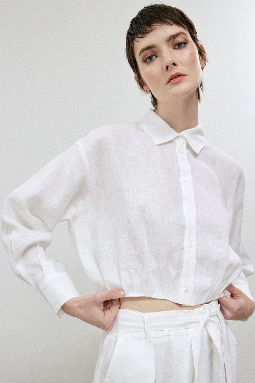 Access - Camisa Cropped Linho Off White