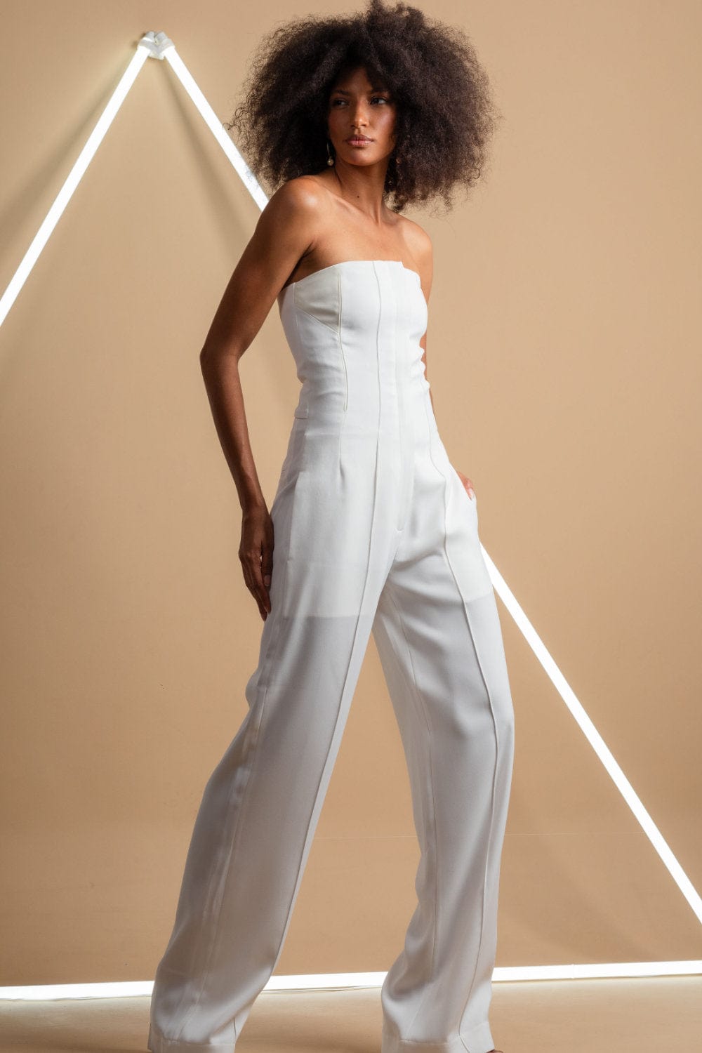 Glória Coelho - Macacão Flare sem Alça Off White