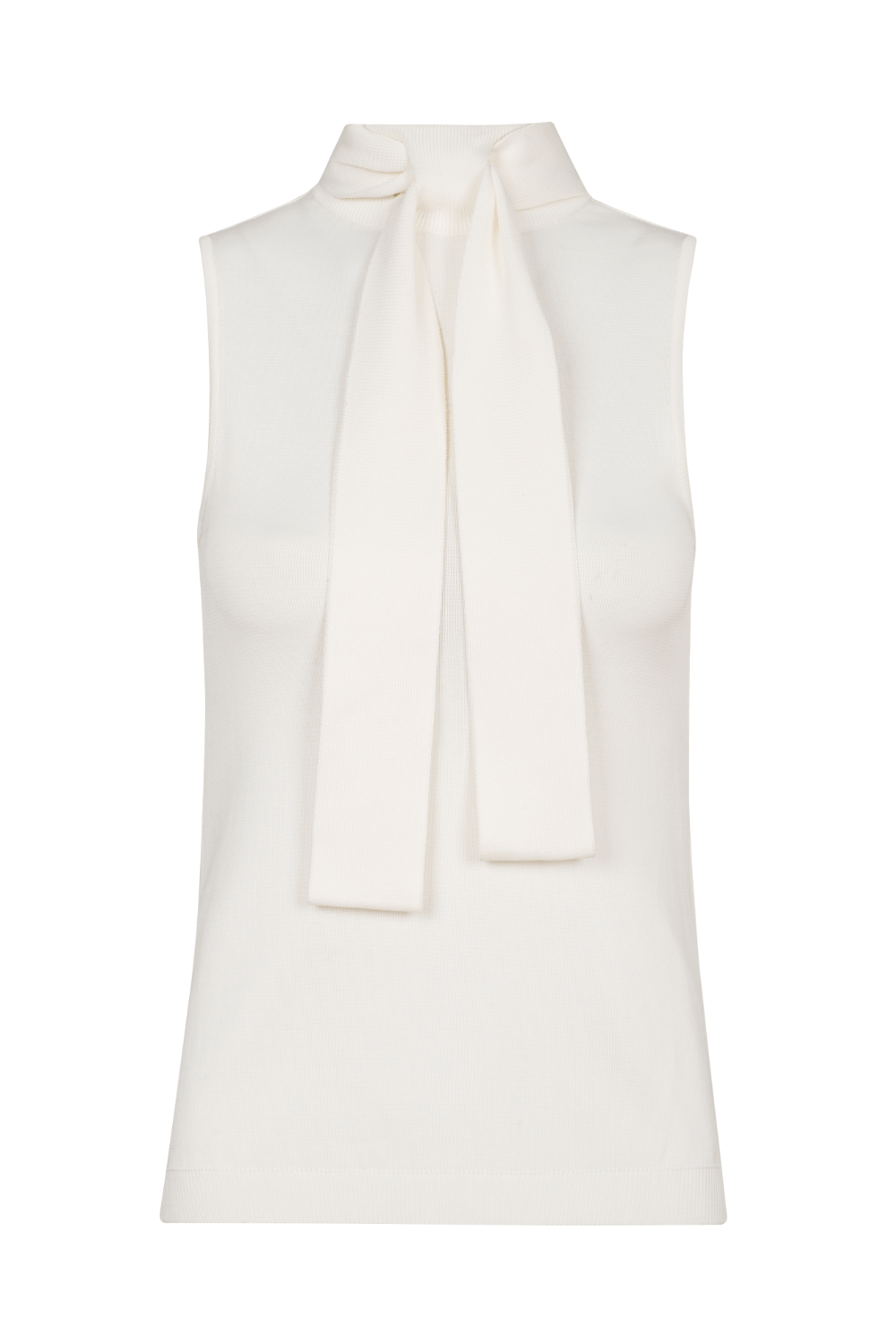 Coven - Blusa sem Manga Tricot Gola Alta Laço Off White