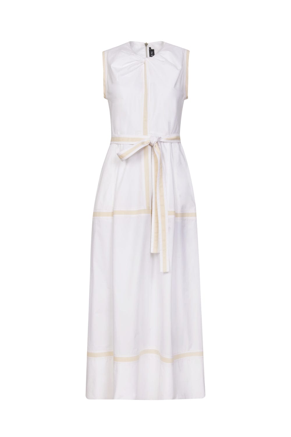 Coven - Vestido Midi Algodão com Sarja Raw Branco