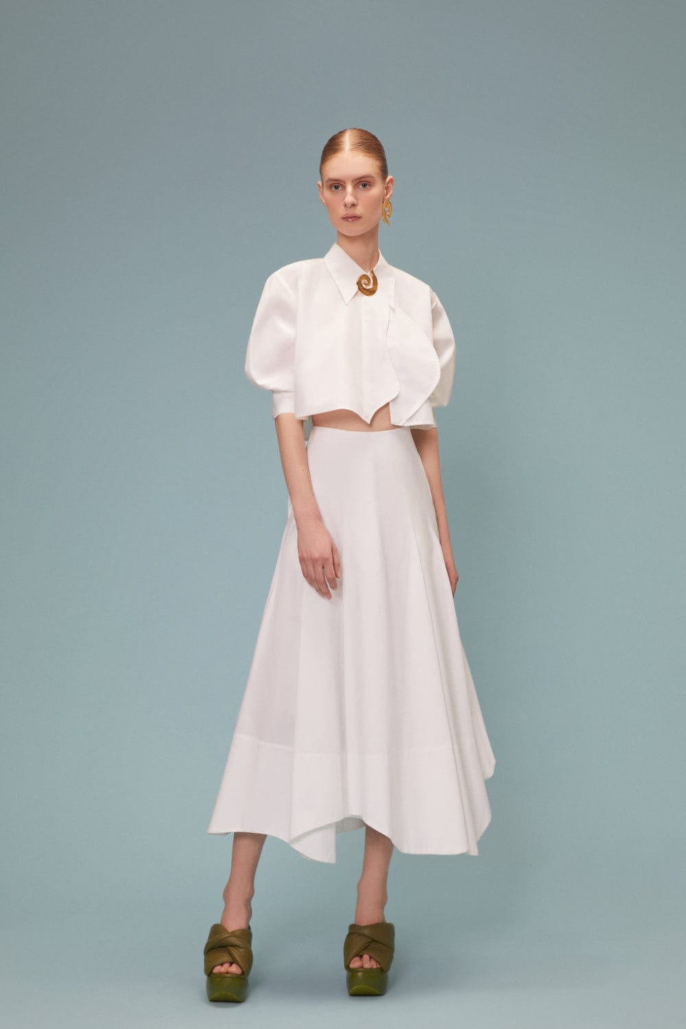 Coven - Saia Midi Ice Cotton Barra Curvas Branco