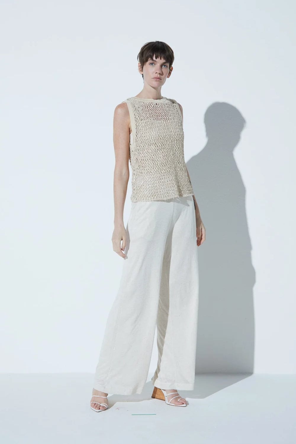 Viviane Furrier - Blusa sem Manga em Tricot Telado Ninive