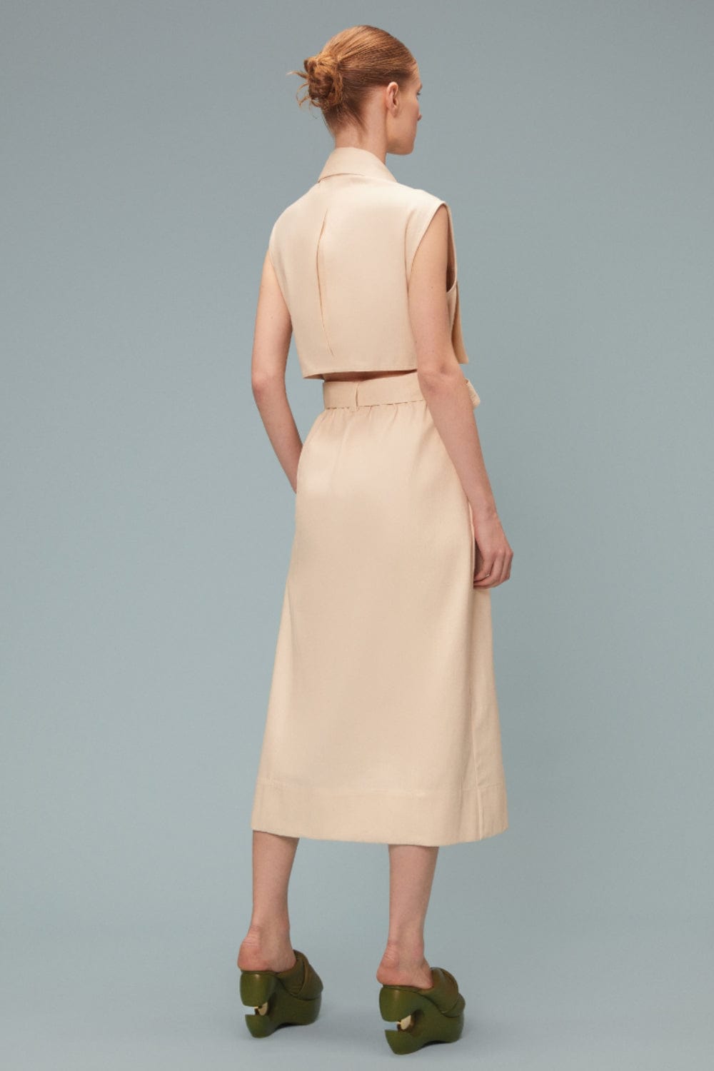 Coven - Vestido Midi Sarja Carrera Raw Natural