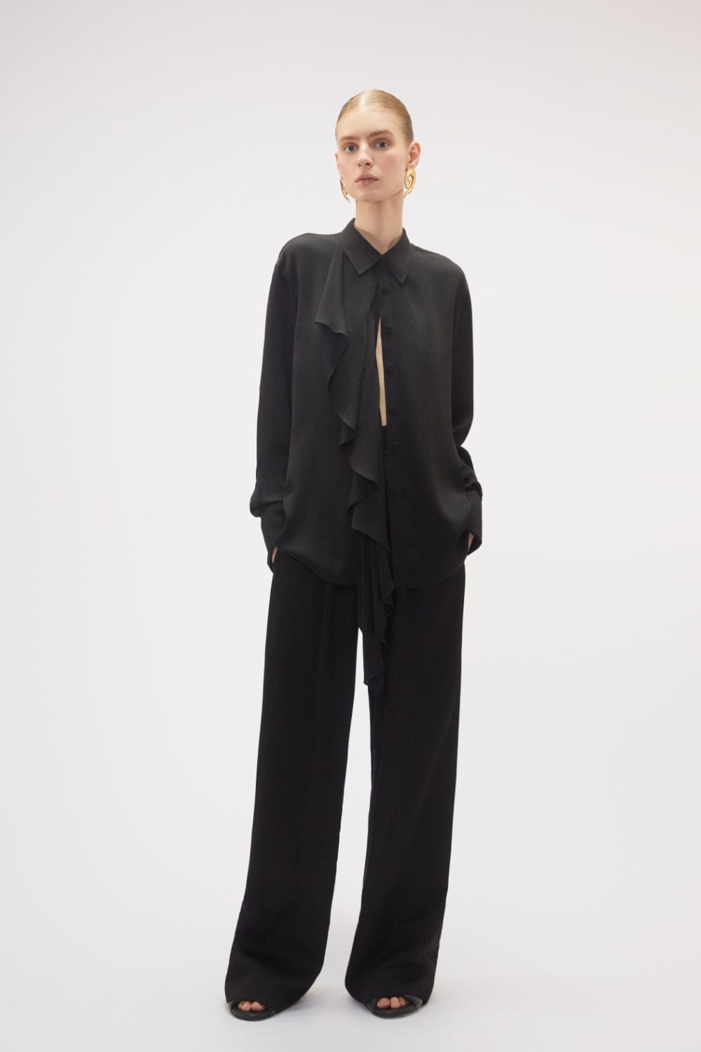 Coven - Camisa Manga Longa Crepe Elysia Preto