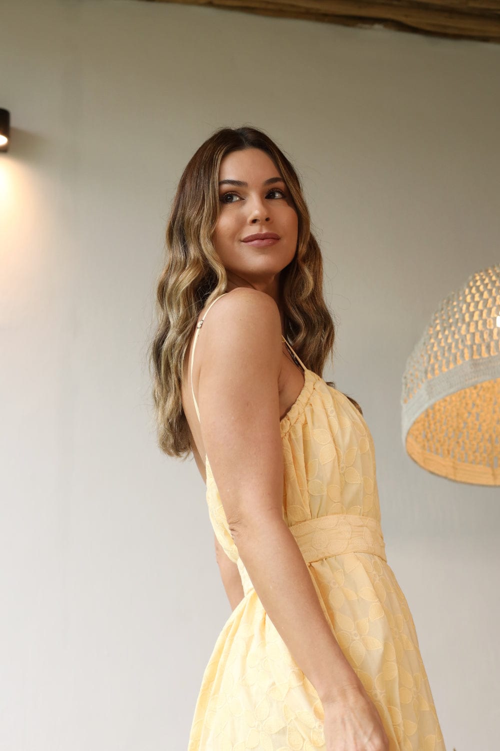 L'Cecci - Vestido Midi Alça Fina Amarelo