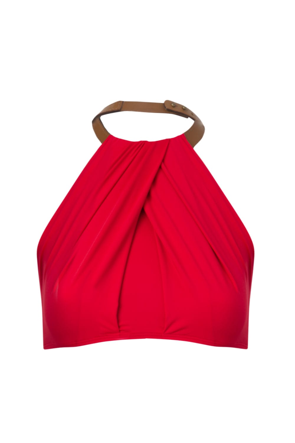 Lenny Niemeyer - Sutiã Alto Pala Couro Bio Papoula Vermelho