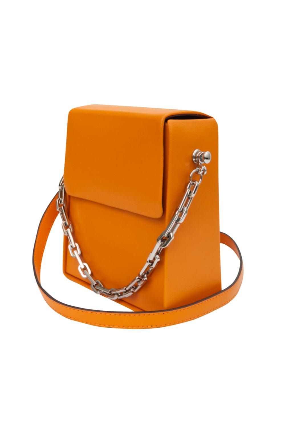 Bolsa Laila Couro com alça de Metal Laranja