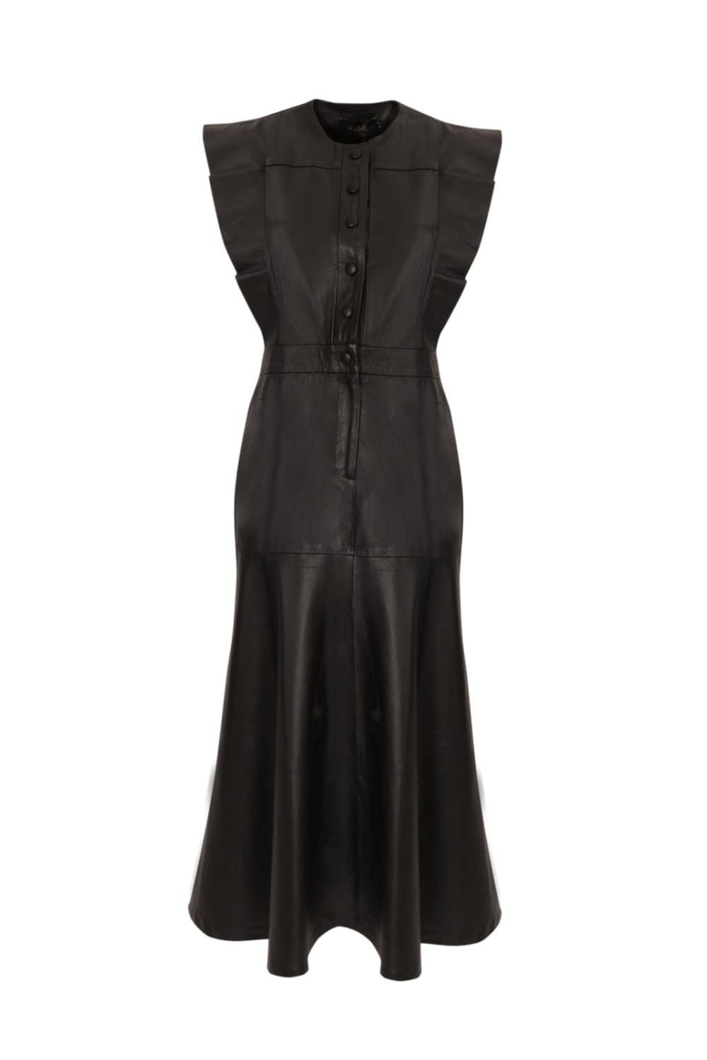 M Leal - Vestido Midi Couro Preto