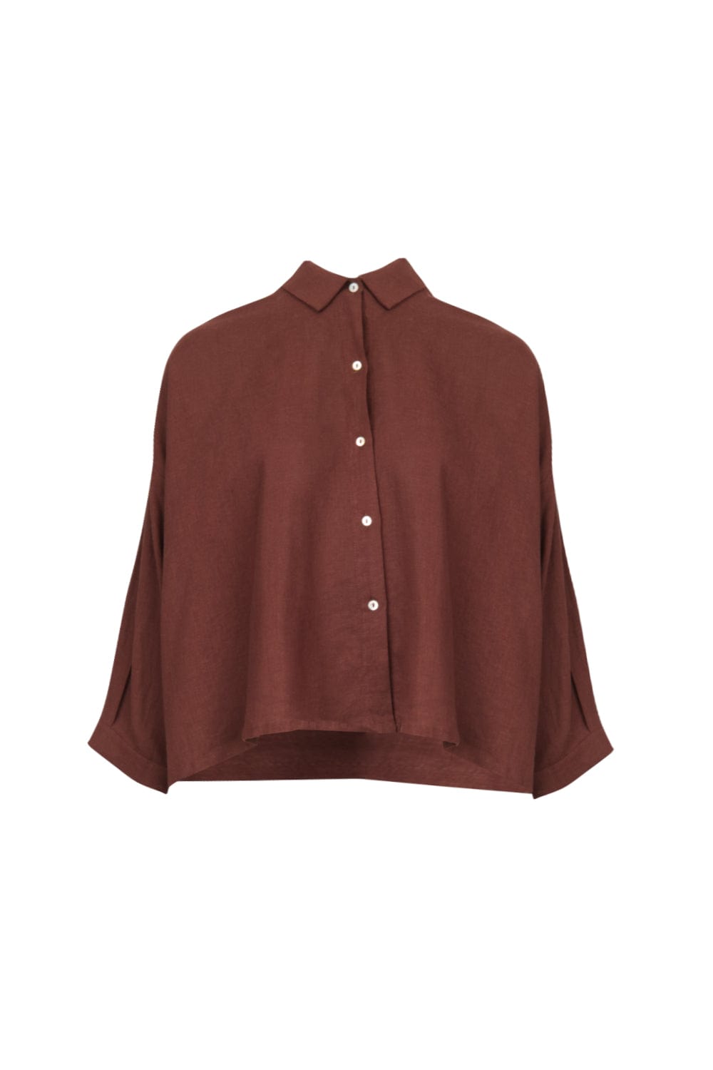 Lenny Niemeyer - Camisa Manga Longa Ampla Viscolinho Cafe