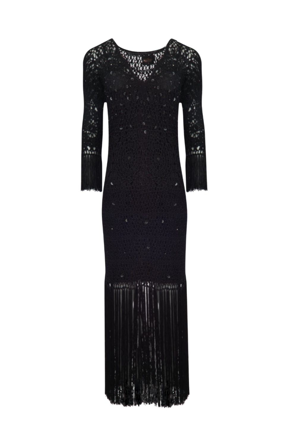 Denise Valadares - Vestido Longo Crochetado Preto