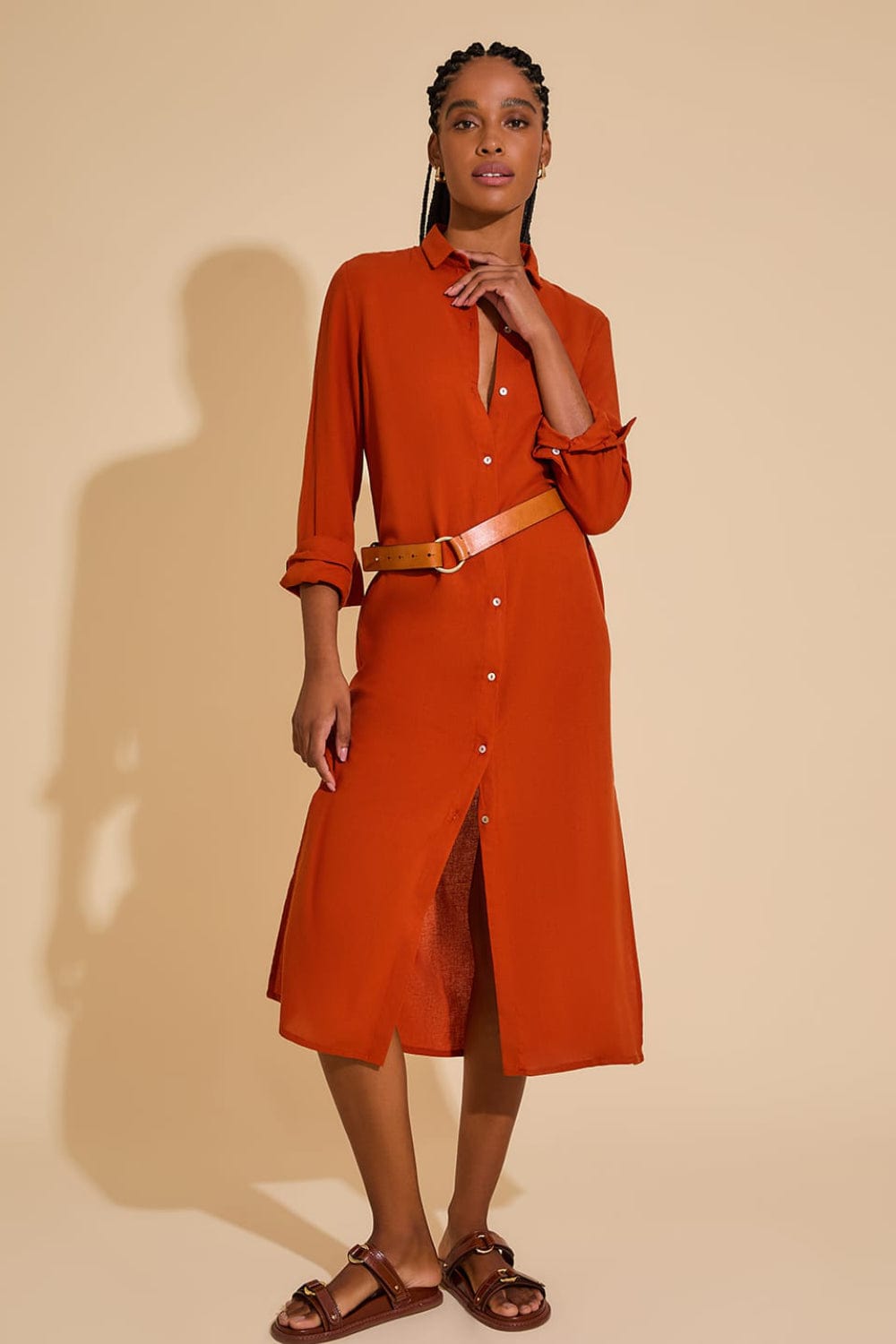 Lenny Niemeyer - Cinto Couro Argola Carrapeta Caramelo