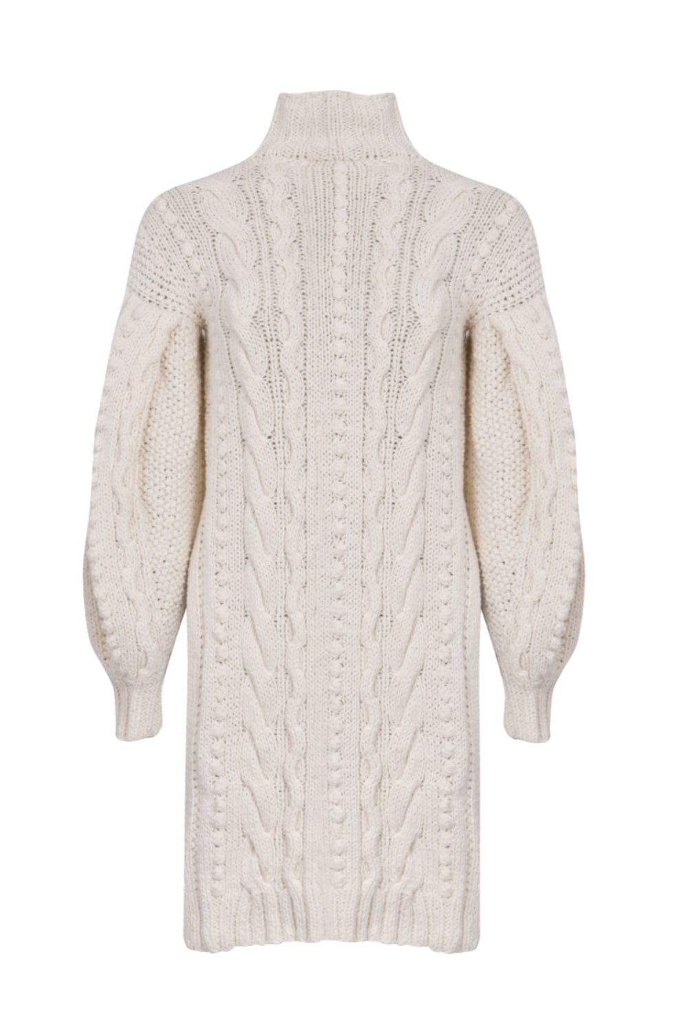 Blusa Alongada Manga Longa Tricot com Fenda Off White