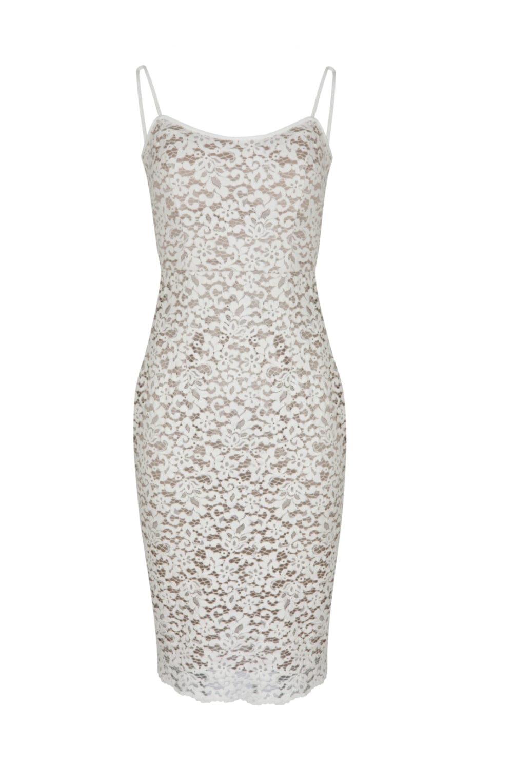 Access - Vestido Curto Alça Fina Renda Off White