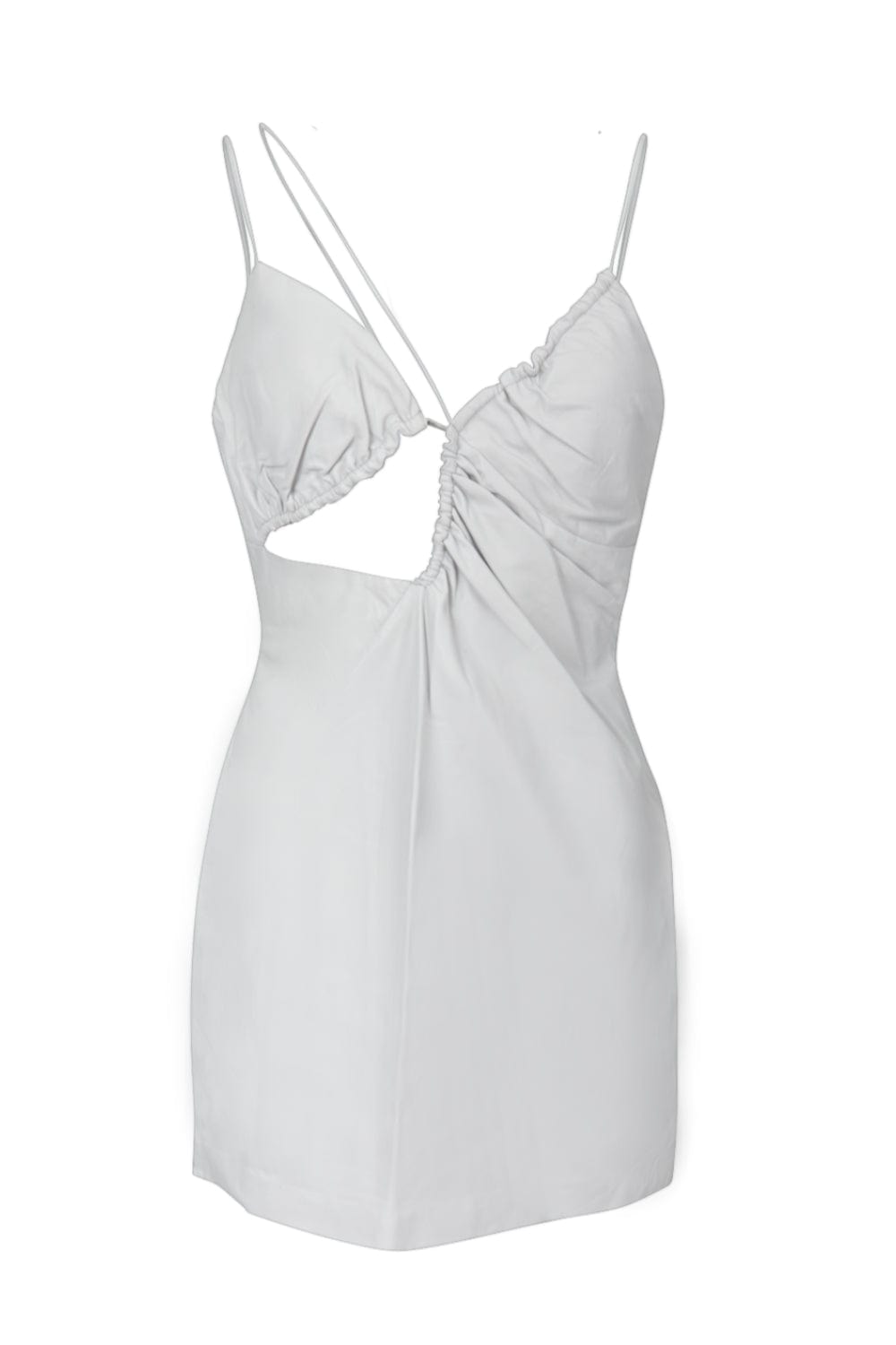 Lamarque - Vestido Mini Alça Fina Couro Nadia Branco