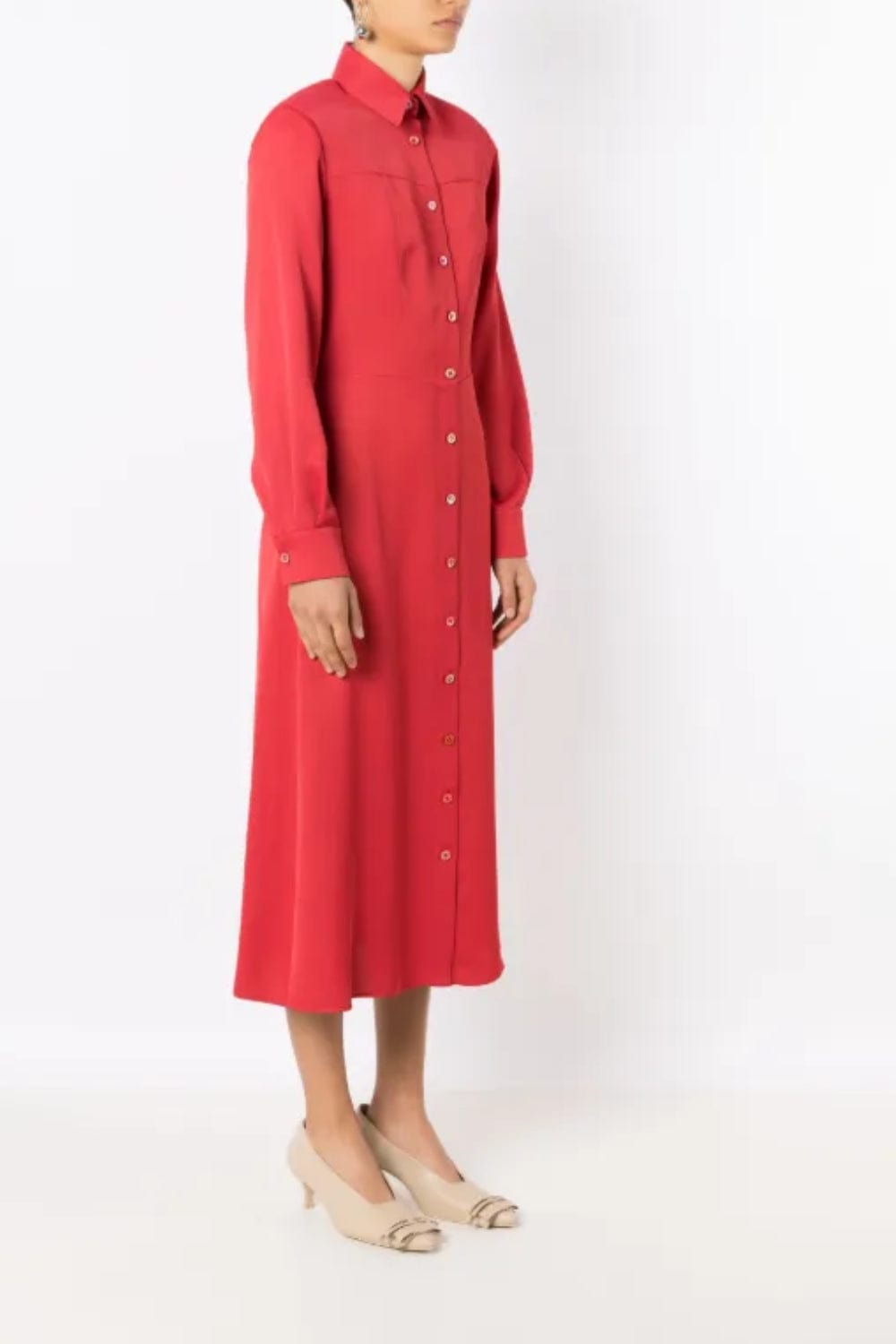 Glória Coelho - Vestido Chemisier Midi Vermelho EDIÇÃO LIMITADA Vermelho