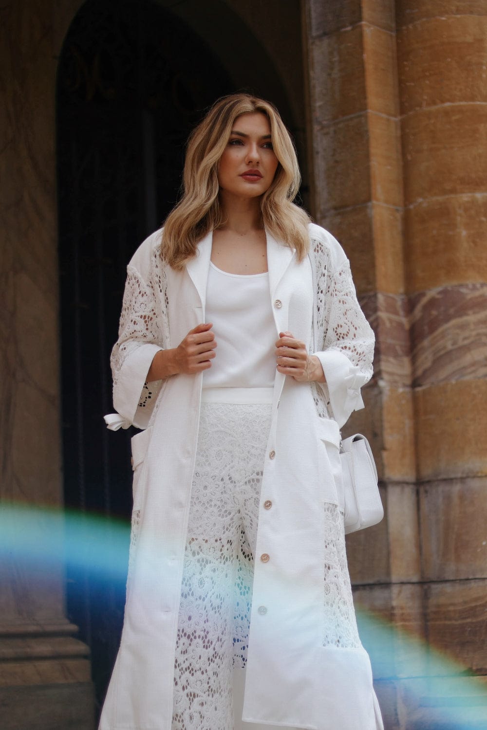 Edward Achour Paris - Sobretudo Renda Branco