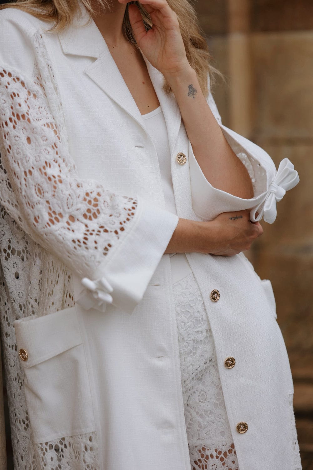 Edward Achour Paris - Sobretudo Renda Branco