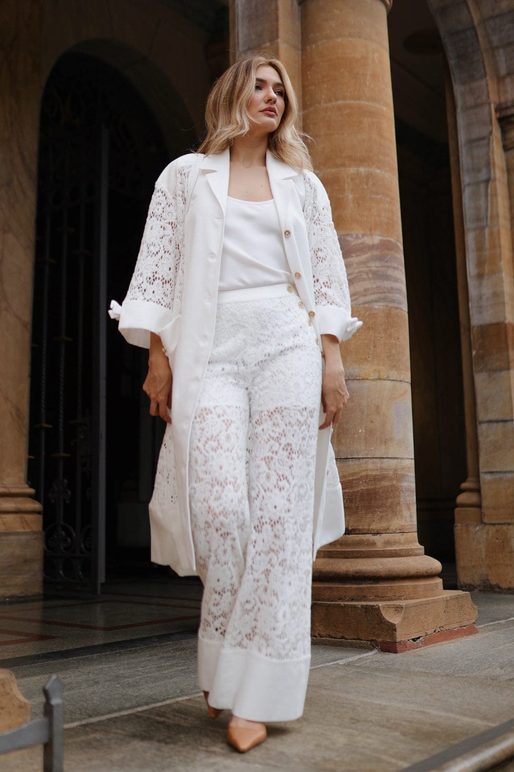 Edward Achour Paris - Sobretudo Renda Branco