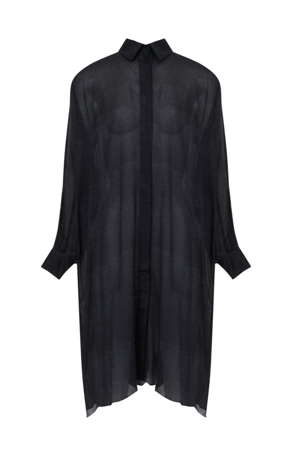 Viviane Furrier - Vestido Midi Chemisier Manga Longa com Pregas