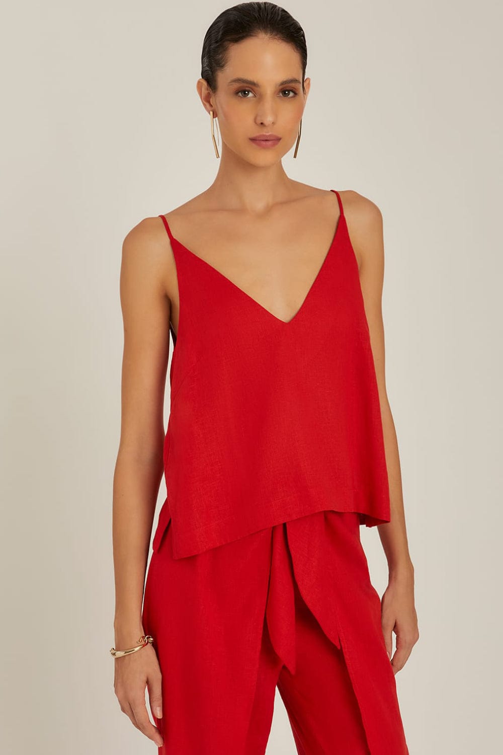 Lenny Niemeyer - Blusa Alça Fina Viscolinho Vermelho