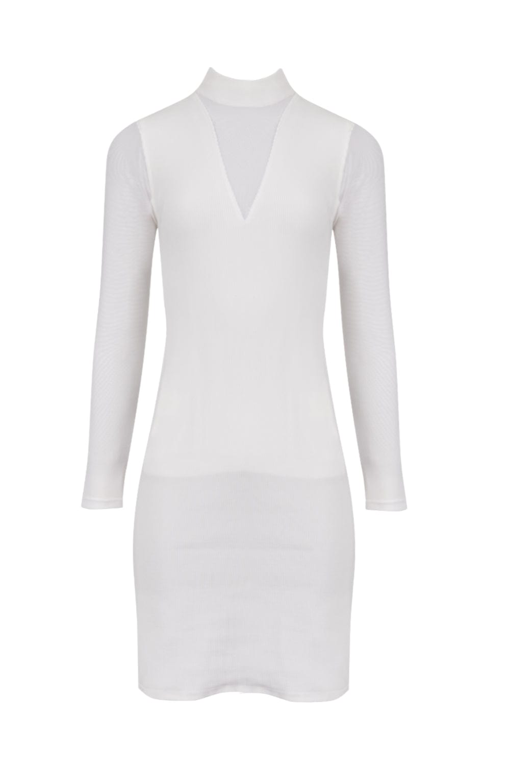 Viviane Furrier - Vestido Curto em Tricot com Transparência Off White