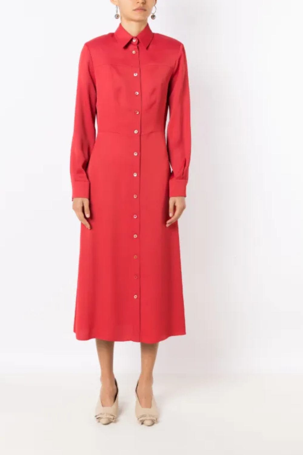 Glória Coelho - Vestido Chemisier Midi Vermelho EDIÇÃO LIMITADA Vermelho