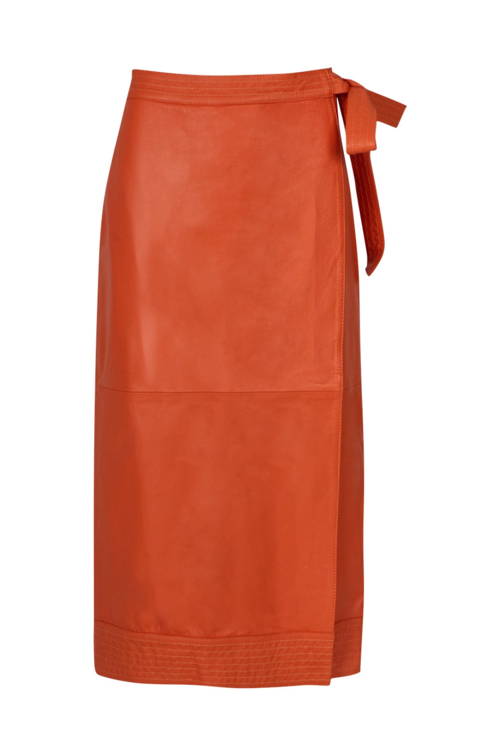 Madre Reina - Saia Midi Mariana Couro Laranja